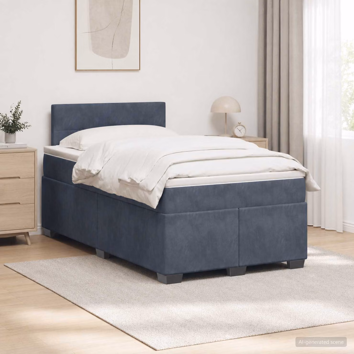 Letto box spring ibrido vidaXL con materasso a molle insacchettate in tessuto Grigio, L/P: 120 x 200 cm