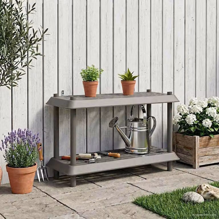 Unità di scaffalatura a 2 livelli vidaXL in plastica grigia L 100 x P 40 x H 55,5 cm
