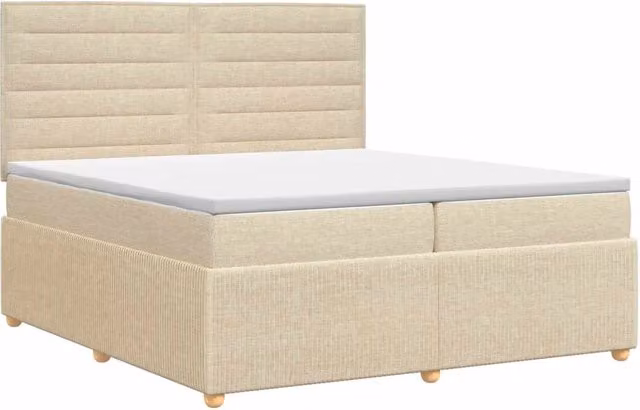 Letto box spring con materasso ibrido vidaXL in tessuto beige e bianco L/P: 200 x 200 cm