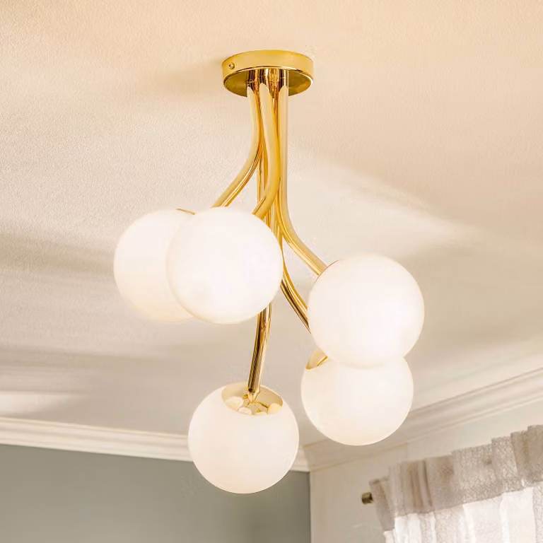 Plafoniera soffitto Selva Domiluce, dimmerabile, Ottone / Oro, Soggiorno / Sala da pranzo, Metallo, Moderno, Plafoniera