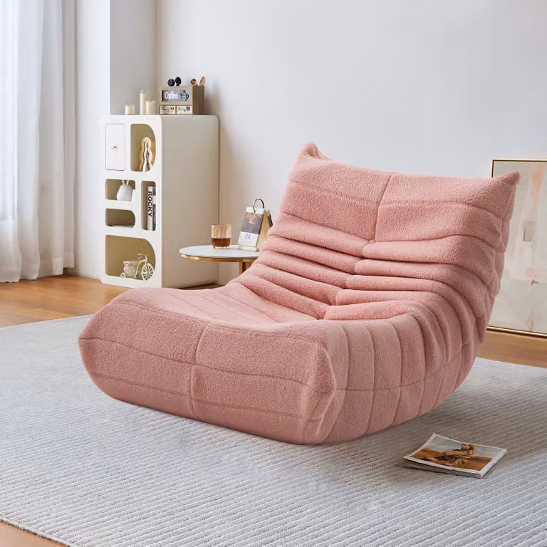 Fauteuil pouf - schiuma ad alta densità - pouf da divano - poltrona lounge - velluto - Rosa
