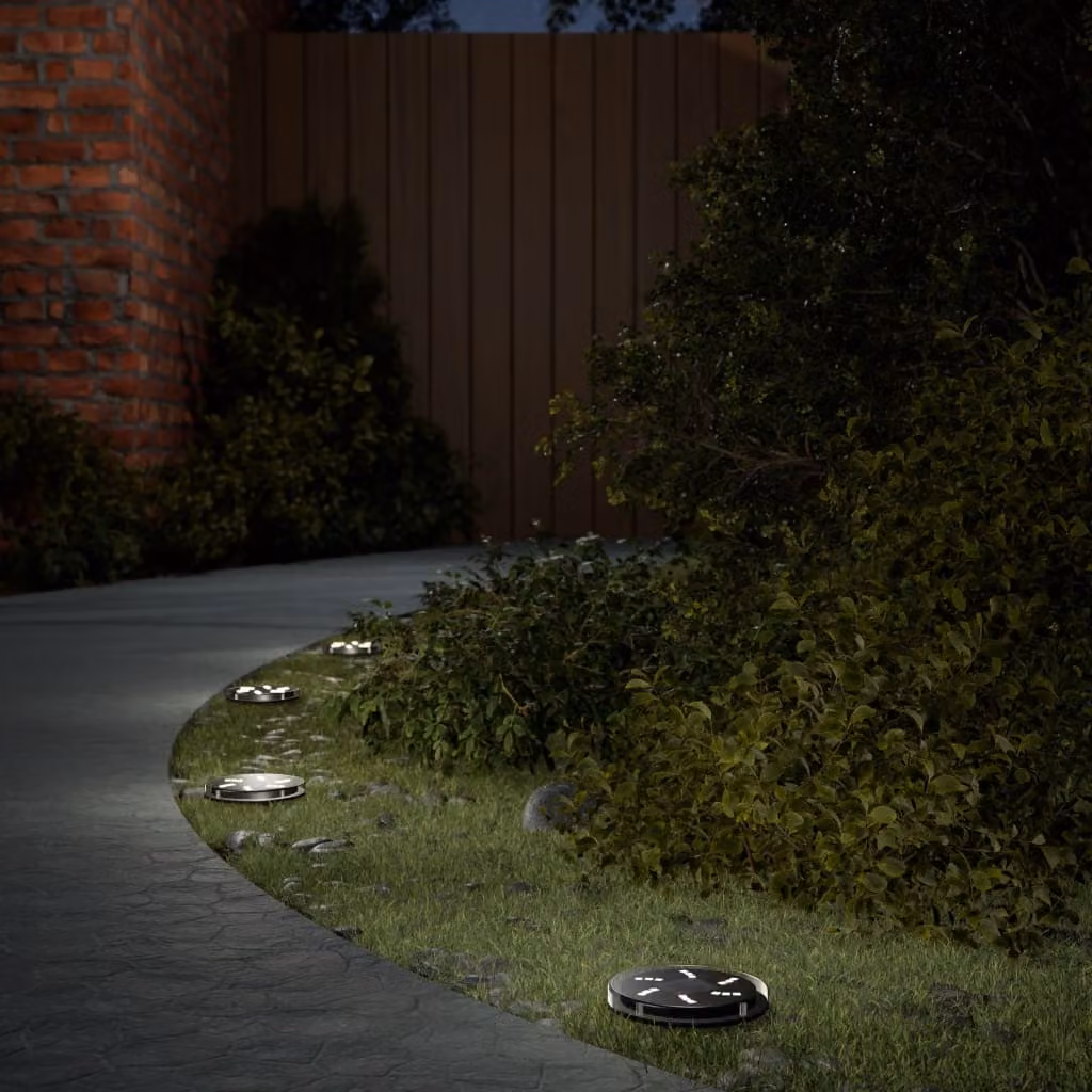 Set di 12 luci solari da terra vidaXL con picchetti per giardino, LED bianco caldo, IP65