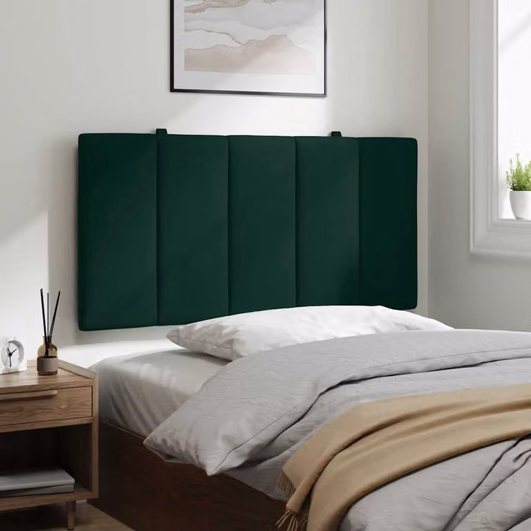 vidaXL Cuscino Testiera Hanko Verde Scuro in Velluto L: 100 cm, H: 45 cm, P: 3 cm