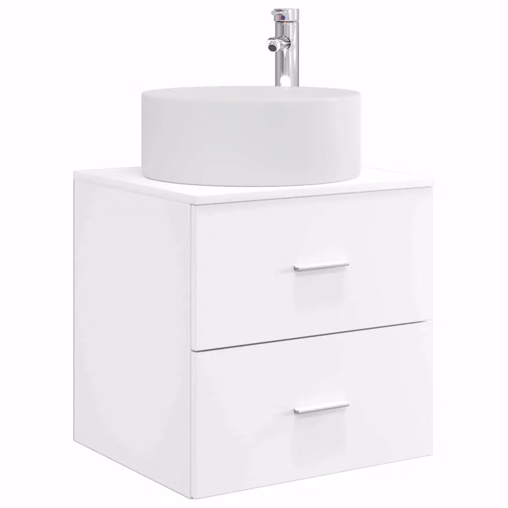 Mobile Lavabo da Parete Moderno vidaXL Bianco con Cassetti e Ante L/P/H: 49,5 x 44,5 x 65,5 cm – 2
