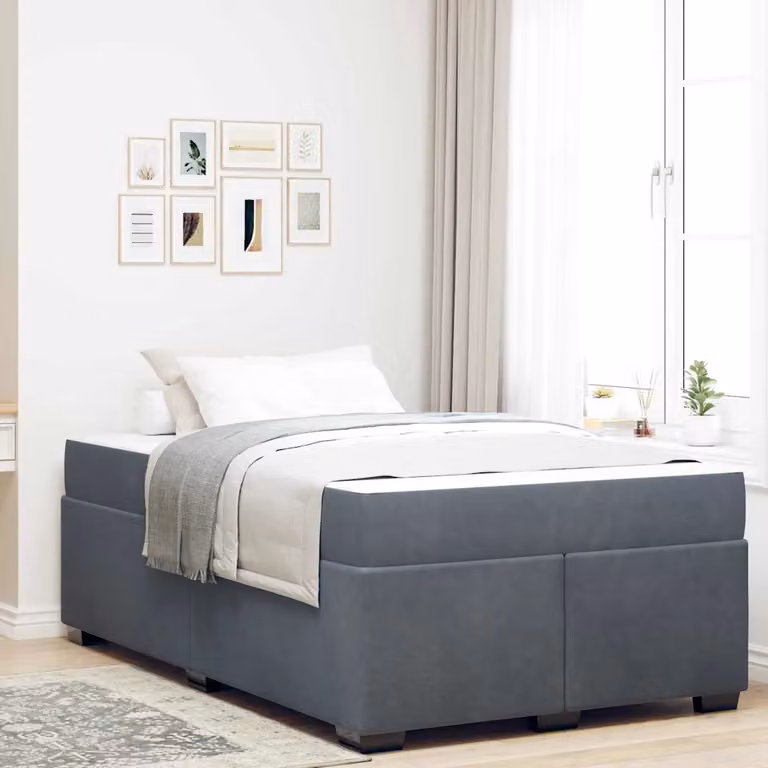 Struttura del letto moderna vidaXL in tessuto e legno in grigio, L 120 cm x P 200 cm