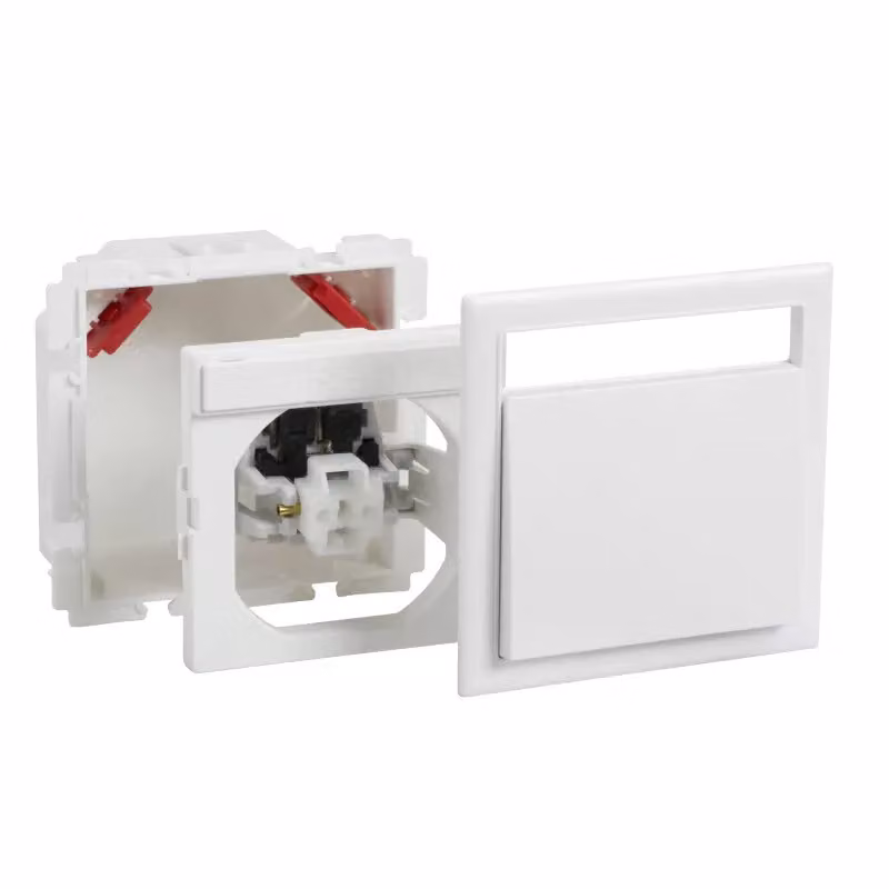 Kit di collegamento Schneider Electric con presa per pulsante a 1 polo, incl. pulsante a bilanciere + SF bianco RAL9016 Tipo: CYB-PB 5980007