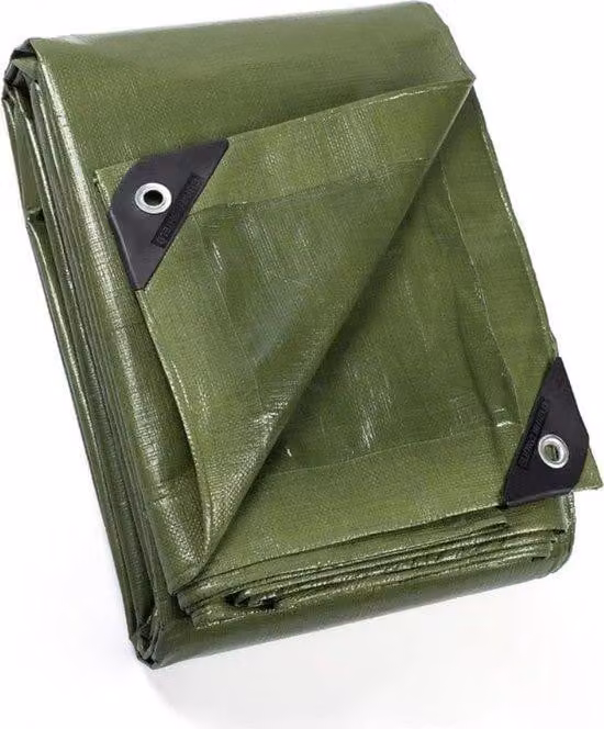 Telone protettivo, con anelli di fissaggio, impermeabile, 4 m x 4 m, verde, telone bituminoso, 160 g/m², telone protettivo, telone multifunzionale, resistente allo strappo, resistente ai raggi UV, resistente alla muffa
