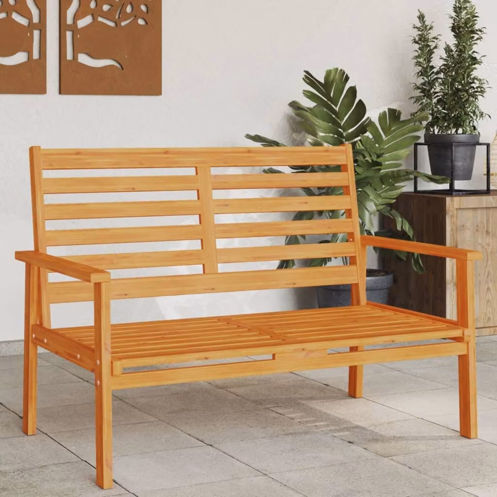 vidaXL Panca da Giardino in Legno di Acacia Marrone con Braccioli L: 120 cm, P: 68 cm, H: 81 cm