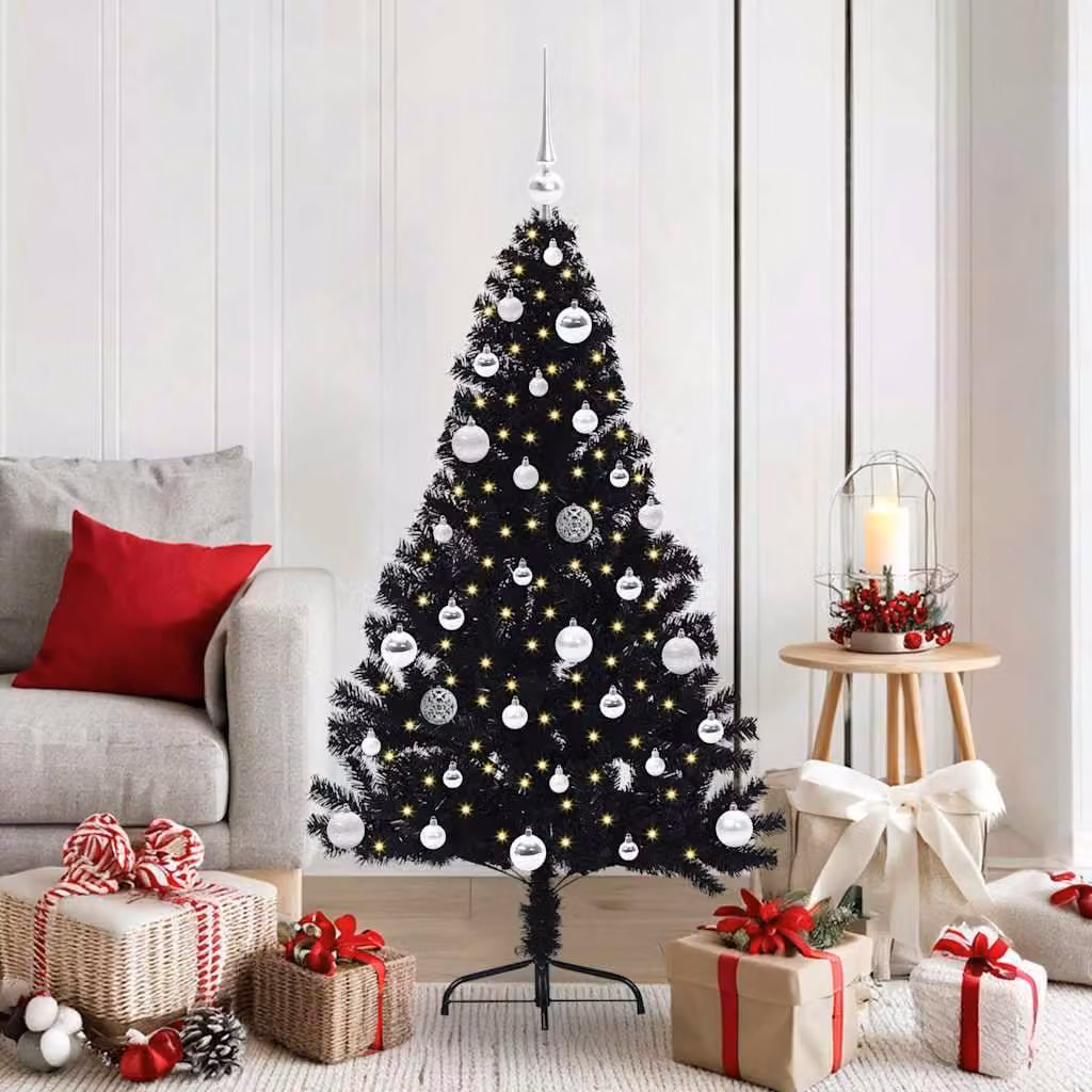 Maison Exclusive - Albero di Natale artificiale preilluminato Nero 150 cm PVC