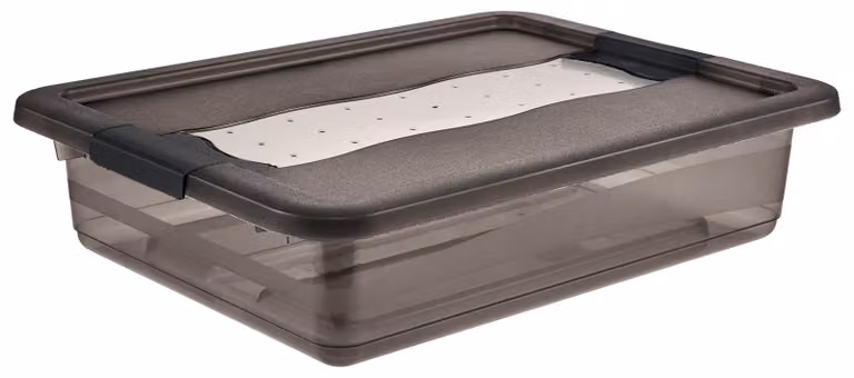 Contenitore con coperchio e sistema di chiusura a scorrimento, capacità 7 litri, trasparente, color grigio cristallo