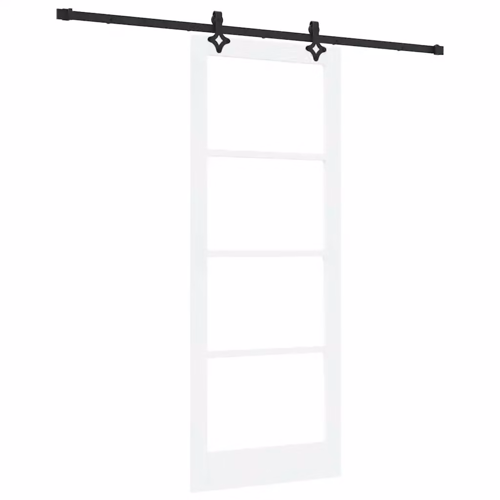 Porta scorrevole moderna vidaXL in bianco con vetro e acciaio H: 211 cm, L: 83 cm – 2