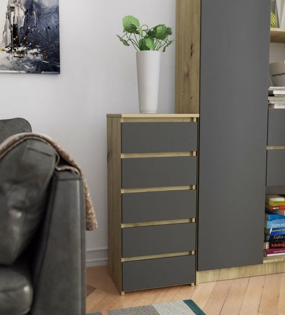 Comò con cassetti VALESTRA - rovere artisan / grigio scuro