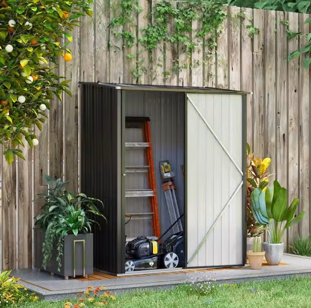 Armadio da giardino in acciaio zincato nero 161,5 x 94,5 cm