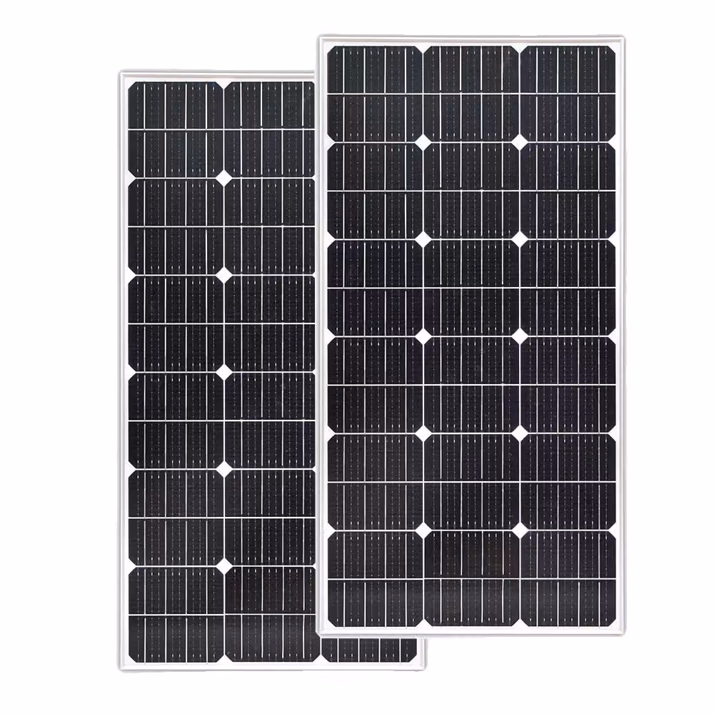 Pannelli solari, tecnologia monocristallina, vetro temperato, 2 pezzi da 100W