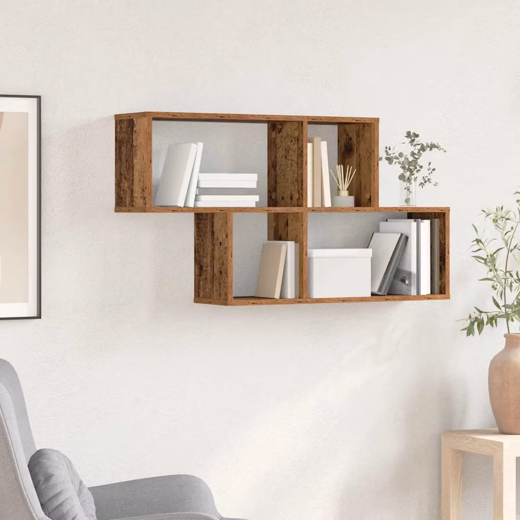 Scaffale da parete vidaXL in legno marrone rustico con finitura opaca