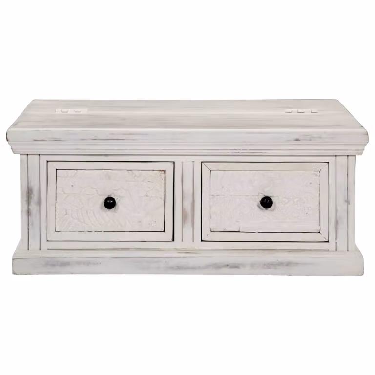 Tavolino da Salotto Bianco 70x70x30 cm Legno Massello di Mango