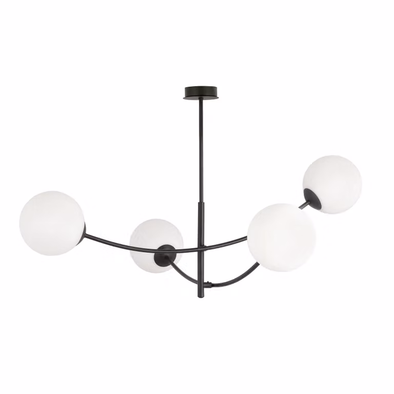Lampada da soffitto Emibig 4xE14 40W HUNTER 4 BLACK/OPAL 1102/4