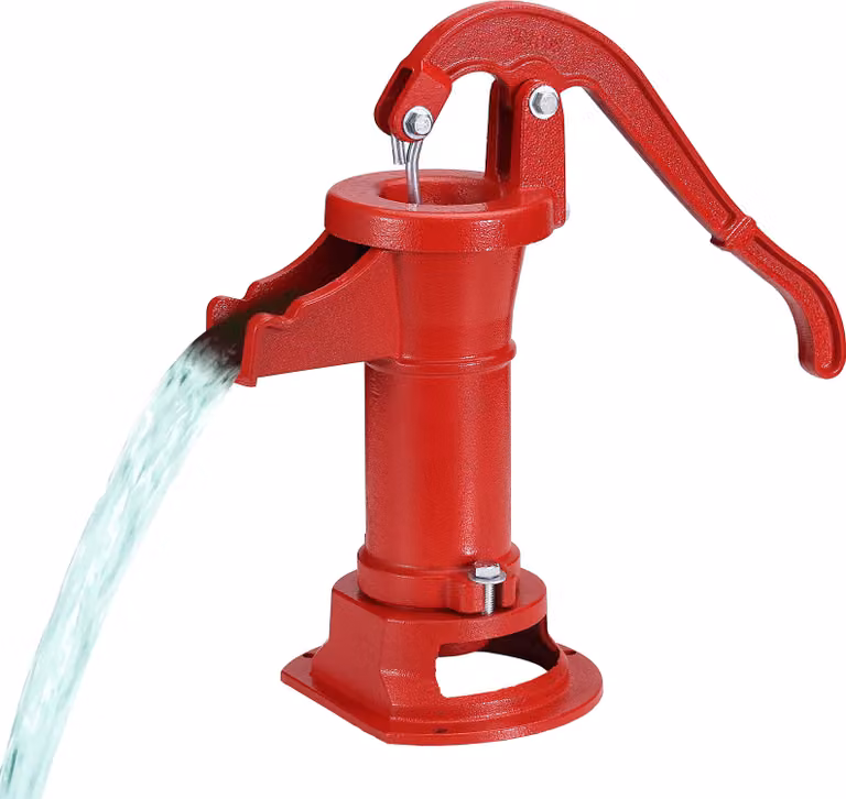 VEVOR Pompa girevole vintage, 7,6 m di prevalenza massima, pompa girevole manuale in ghisa con impugnatura ergonomica, G1-5/8 di pollice, vecchio stile per uso esterno, casa, cortile, giardino, laghetto, fattoria, rosso