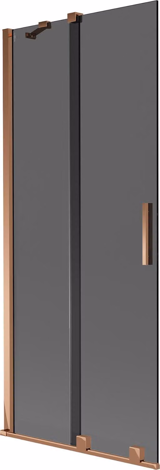 Mexen Velar paratia per vasca da bagno scorrevole a 2 ante 80 x 150 cm, grafite, oro rosa - 896-080-000-41-60