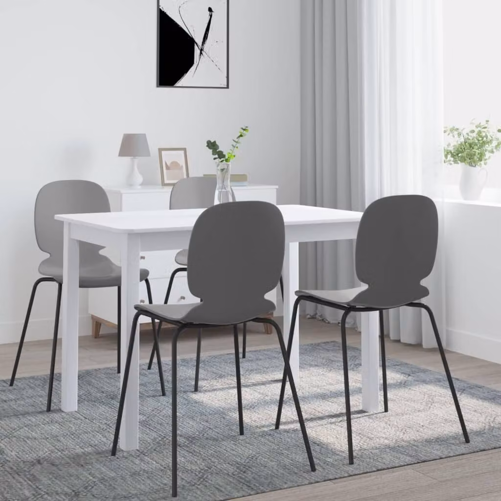 The Living Store Tavolo da pranzo bianco 114x71x75 cm in legno massiccio di gomma
