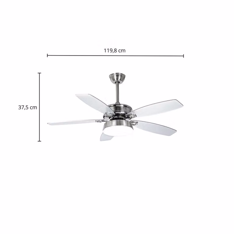 Lucande Ventilatore da soffitto LED Kuvio, DC, silenzioso, Ø 120 cm, CCT Kuvio, Alluminio / Grigio / Zincato, Soggiorno / Sala da pranzo, Metallo, Moderno