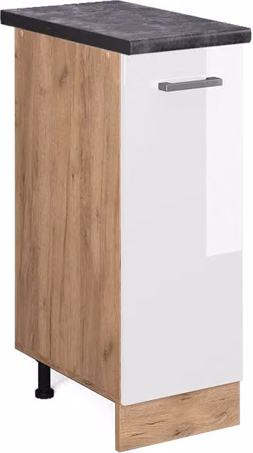 Armadio cucina dispensa alto R-Line Bianco lucido/Rovere dorato 30 cm, PL Antracite Vicco