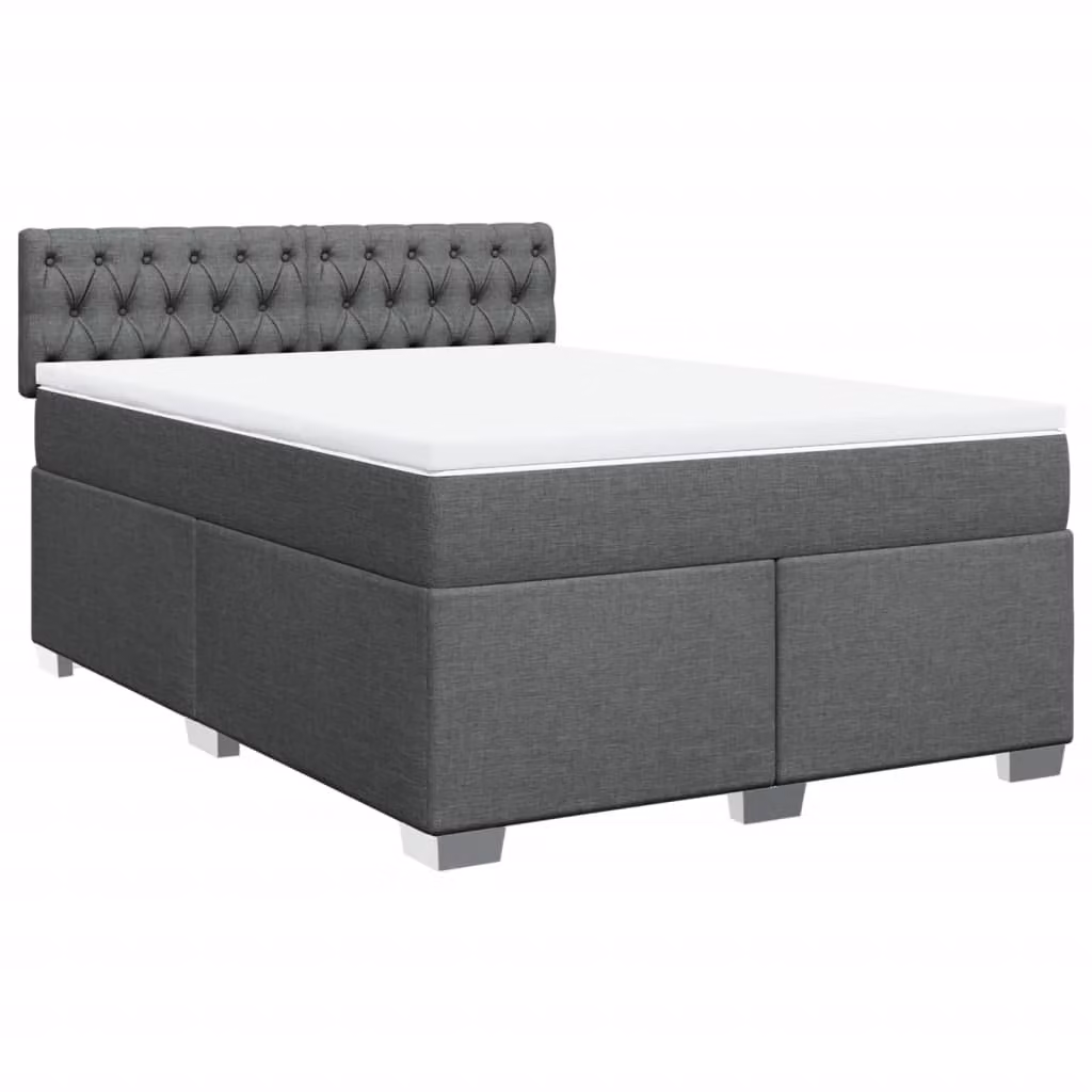 Giroletto a Molle con Materasso Grigio Scuro 160x200 cm Tessuto
