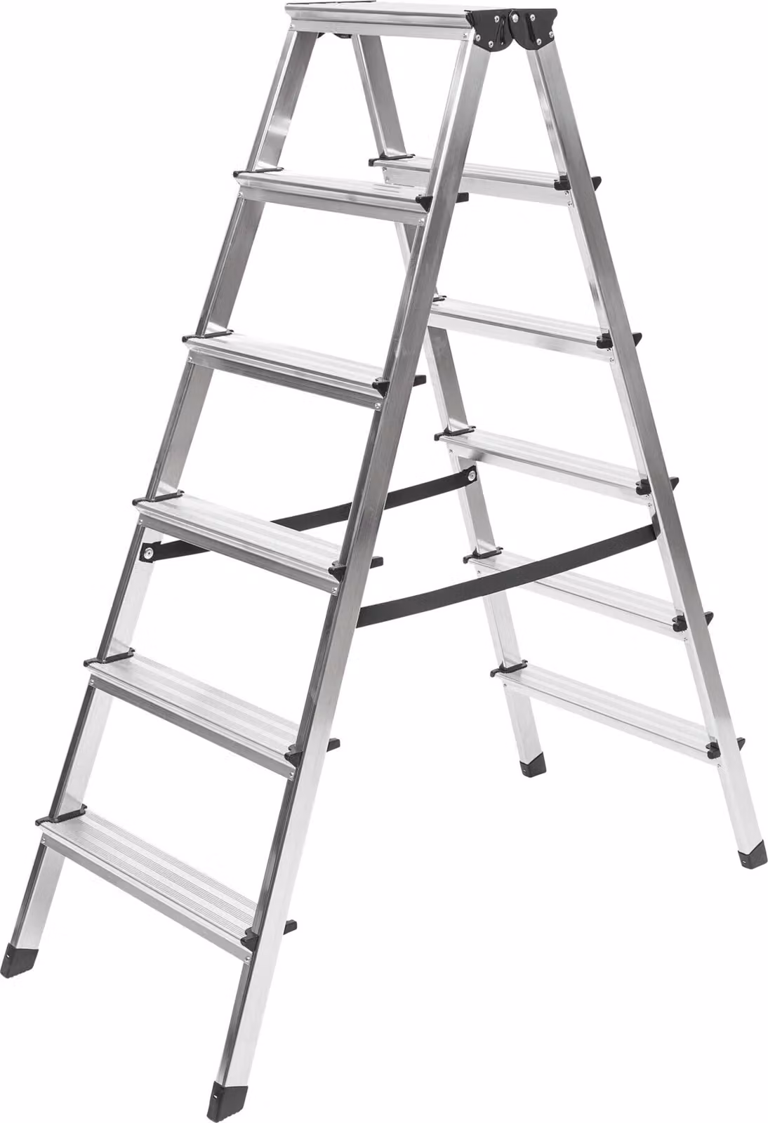 STIER Scala a pioli a 2x6 pioli, accessibile da entrambi i lati, scala di sicurezza in alluminio, scala multiuso, scala pieghevole, superficie di appoggio, scala da lavoro antiscivolo