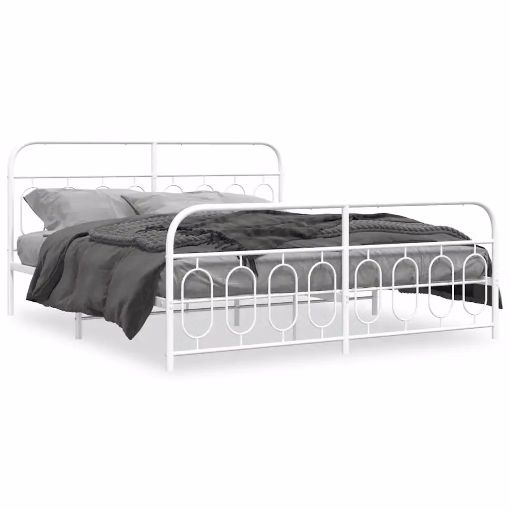 Giroletto vidaXL con testiera e pediera in metallo bianco L: 187 cm, P: 100 cm, H: 219 cm – 2