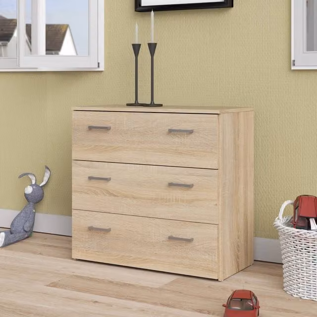 Cassettiera Adal DMORA, Settimino multiuso e Comò per camera da letto, L 74 cm x P 36 cm x H 70 cm, Quercia