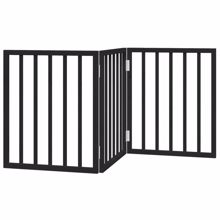 Cancello per Cani Pieghevole 3 Pannelli Nero 150cm Legno Pioppo