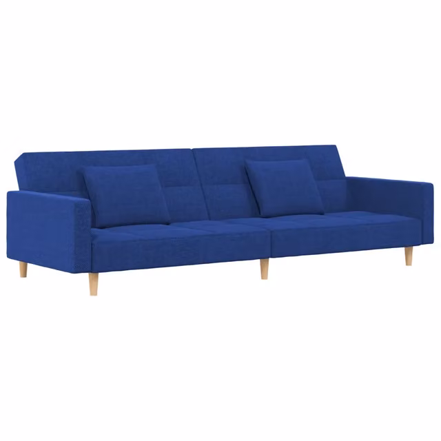 Divano letto | Sof¨¤ letto | Letto singolo a 2 Posti con 2 Cuscini Blu in Tessuto