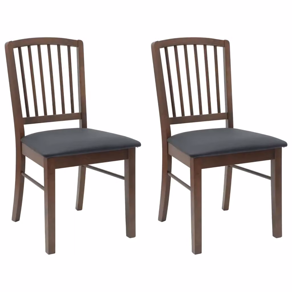 Set di 2 sedie da pranzo moderne vidaXL in legno di gomma e similpelle marrone – 2