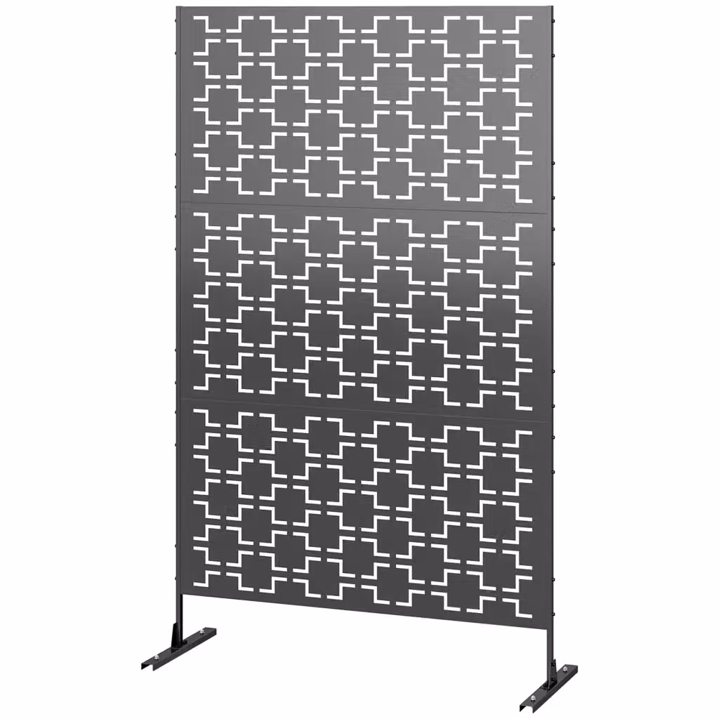 Pannello decorativo frangivista XYLO in metallo nero con motivo geometrico L: 122 cm, P: 45 cm, H: 198 cm – 2