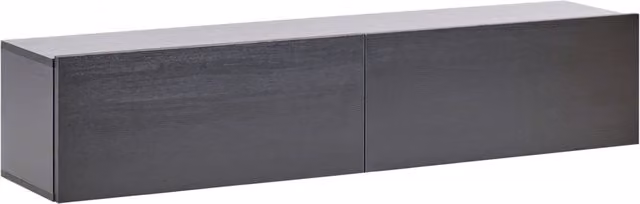 Mobile Porta TV a parete BELIANI nero con finitura opaca e dettagli in legno, design minimalista per soggiorno, L: 140 cm, P: 32 cm, H: 30 cm