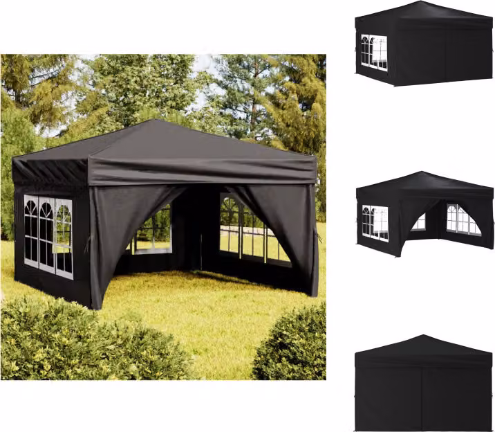 vidaXL Tenda da festa pieghevole con pareti laterali nere 3x3 m - Padiglioni e tende da festa