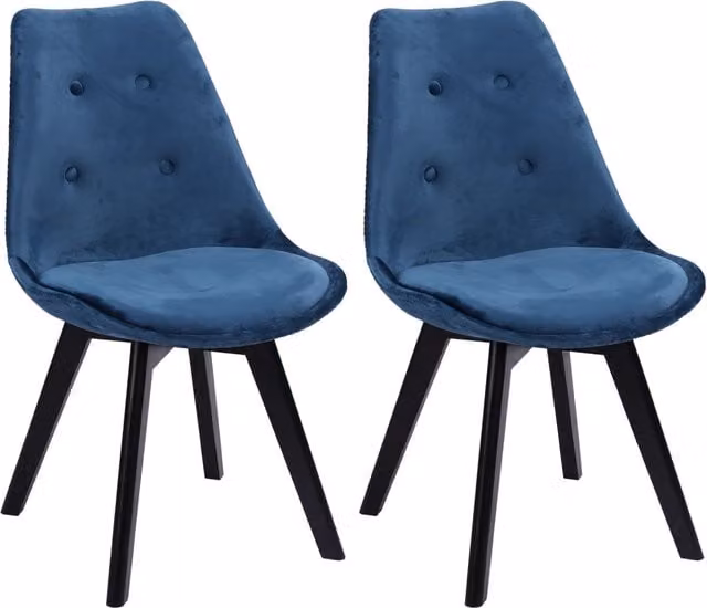 Set di 2 sedie NORA in velluto blu con cuscino
