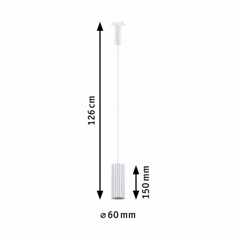 Paulmann Lampada a sospensione su binario URail Lirena, bianca, Ø 6 cm, attacco dimmerabile, Bianco / Opale, Soggiorno / Sala da pranzo, Metallo, Moderno