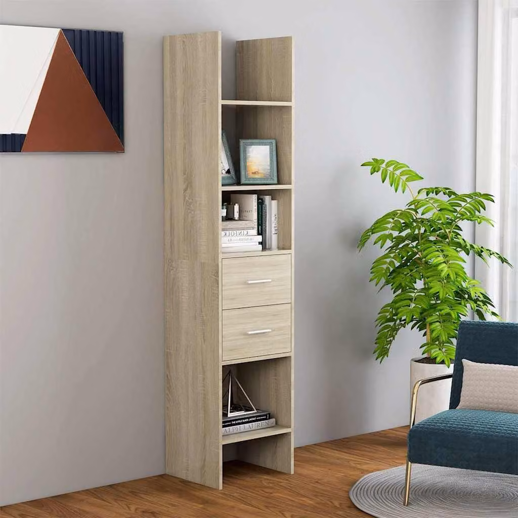 Libreria moderna vidaXL in legno multistrato e MDF, colore marrone e beige, L 40 cm x P 35 cm x H 180 cm