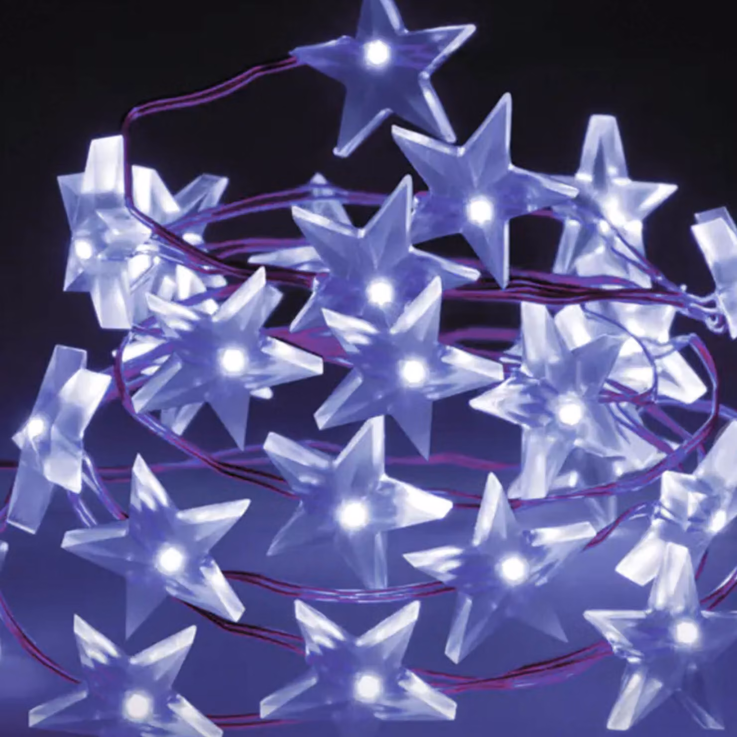 Luminarie a filo con stelle, 40 LED, bianco freddo