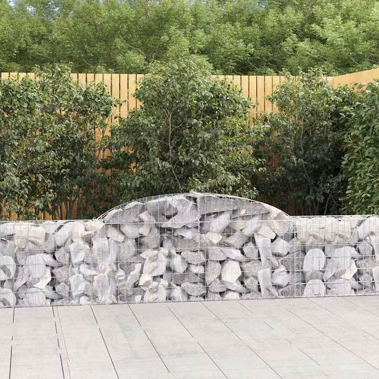 Set di 4 Cesti Gabbioni ad Arco vidaXL in Acciaio Zincato Grigio L: 300 cm, P: 30 cm, H: 60/80 cm