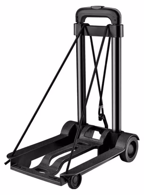 Carrello pieghevole - Piccolo carrello da trasporto e per la spesa - Portata fino a 35 kg - Manico telescopico - Leggero e facile da trasportare - Nero