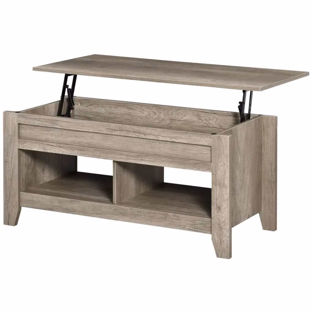 Tavolino da caffè XYLO con piano sollevabile e vano nascosto, effetto rovere, L: 105 cm, P: 50 cm, H: 49-62.5 cm – 2