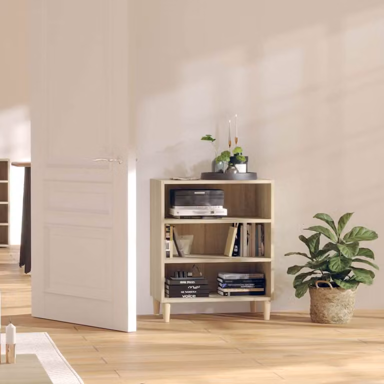 Credenza vidaXL in Legno Multistrato Rovere Sonoma, Colore Marrone e Beige, L 57 cm x P 35 cm x H 70 cm