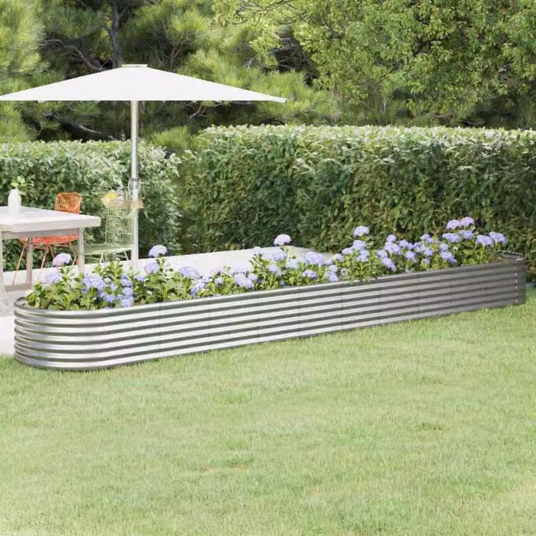Letto rialzato da giardino vidaXL in acciaio zincato argento L: 440 cm, P: 80 cm, H: 36 cm