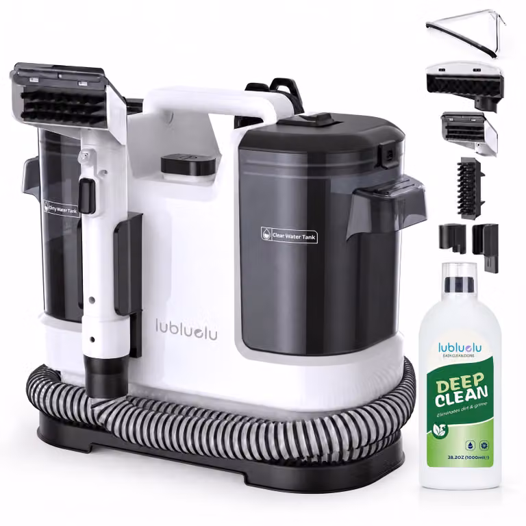 Lubluelu V6: Aspirapolvere per la pulizia dei tappeti, aspiraliquidi potente, ideale per la pulizia di divani, auto e tappeti. Include accessori e 1 litro di detergente