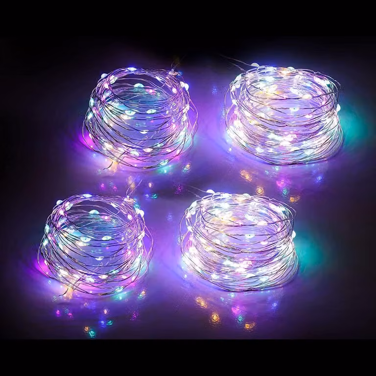 Catena luminosa a LED, 2 metri, 20 luci, grado di protezione IP65, multicolore, confezione da 5