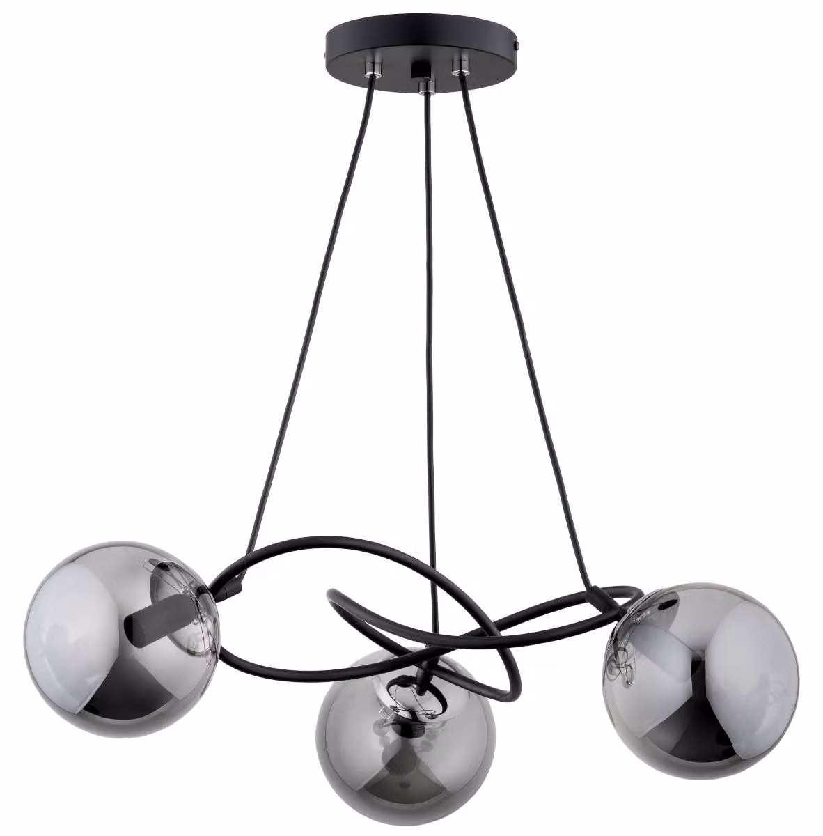 Lampada a sospensione VELTA nera fumé 3xE14x10W in metallo, dimensioni: 56x60x60 cm, IP20, Alfa