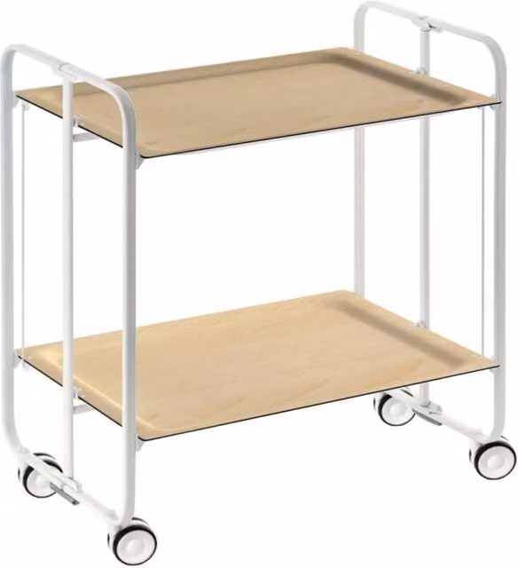 Carrello da cucina pieghevole DON HIERRO con ruote, struttura metallica bianca e ripiani in MDF laminato, H 72,0 x L 66,0 x P 43,0 cm – 1