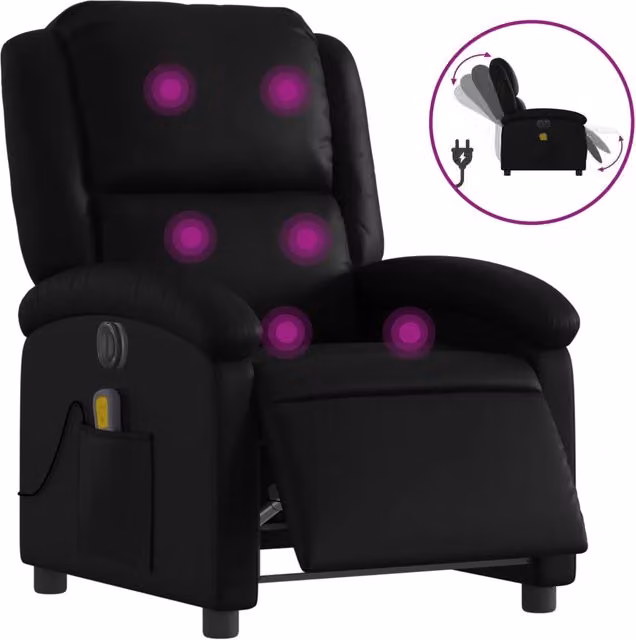 Poltrona Massaggiante | Sedia Relax Reclinabile Elettrica Nera in Similpelle